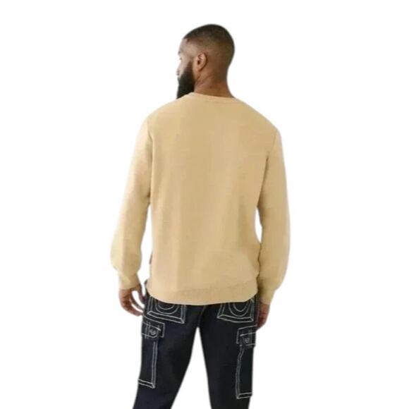 True Religion TR Buddha Embroidered Logo Sweatshirt Size Small Tan Crewneck NWT - Picture 3 of 7